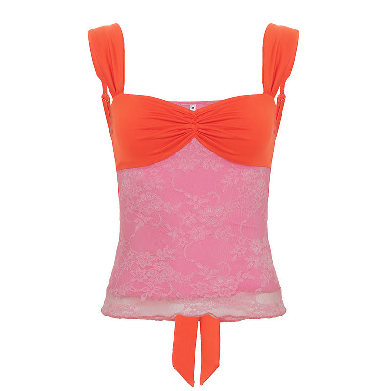 Damen Komfortables Oberweite Tanktop mit eleganter Spitze EB