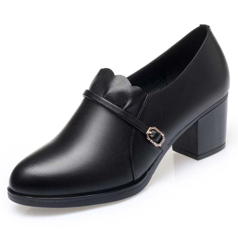 Damen Elegante Pumps mit modischem Riemen und klassischem Blockabsatz EB
