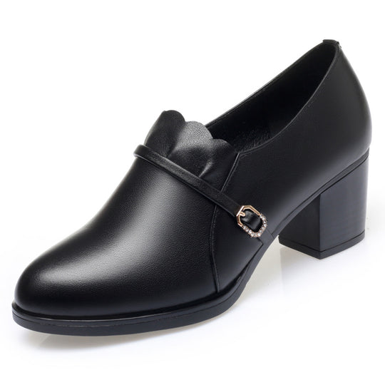 Damen Elegante Pumps mit modischem Riemen und klassischem Blockabsatz EB