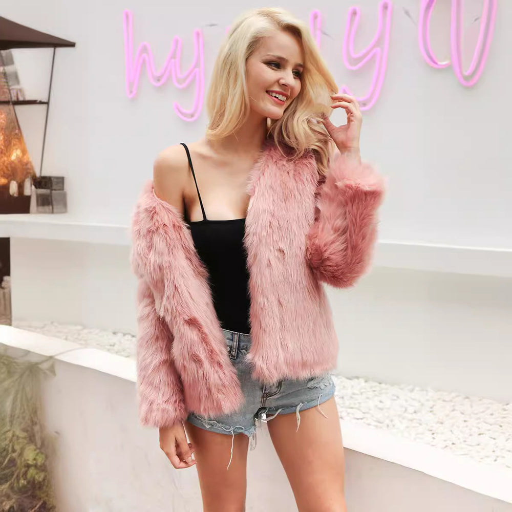 Damen Luxuriöse Kunstpelzjacke mit weichem Innenfutter EB
