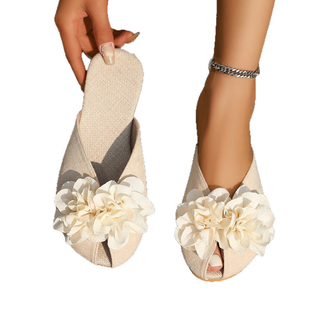 Damen Komfortable Hauspantoletten mit romantischen Blumendetails EB