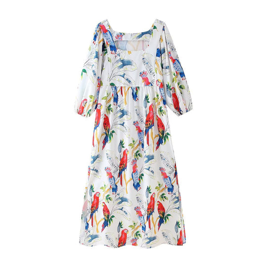 Damen Maxikleid mit floralen Mustern und luftigen Ärmeln EB