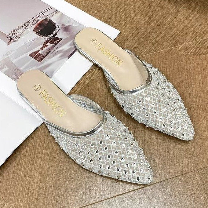 Damen elegante und funkelnde Hausschuhe mit Netzdesign EB
