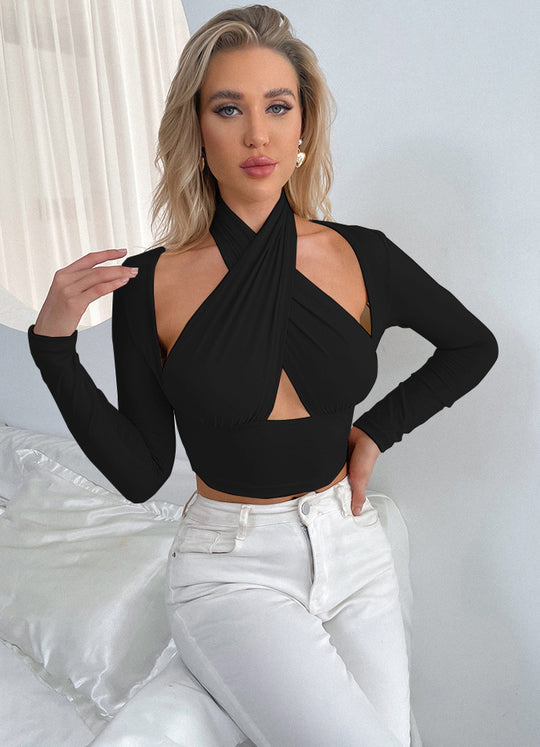 Damen Cropped Top mit innovativem Wickeldesign EB