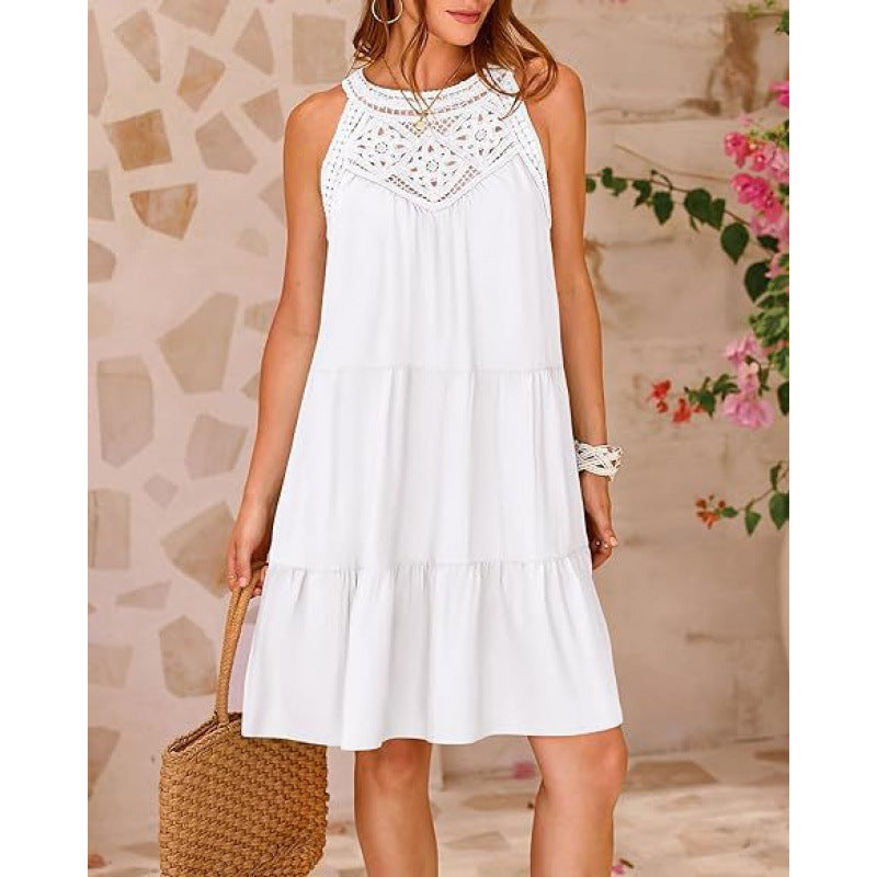 Damen Sommerkleid mit romantischen Häkel-Applikationen EB