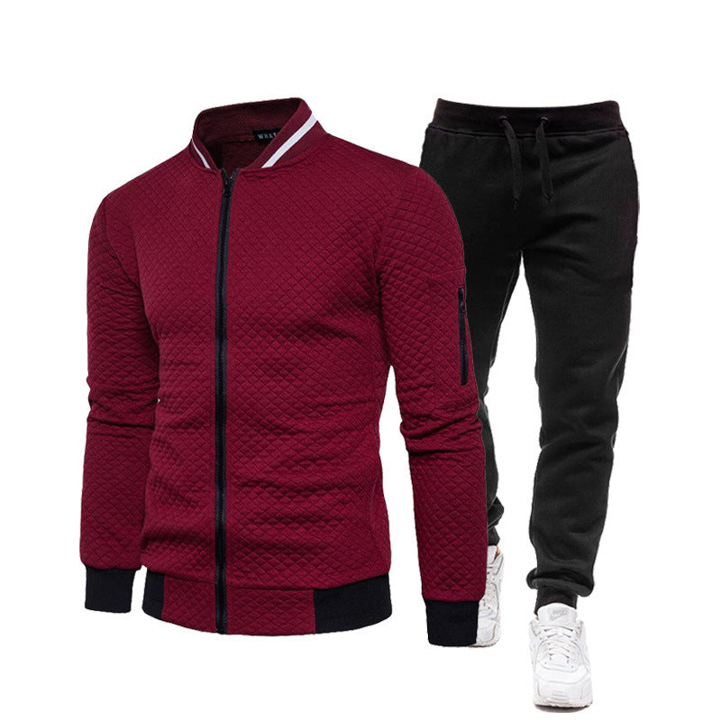 Herren modische Trainingsjacke mit Stehkragen und Sporthose EB