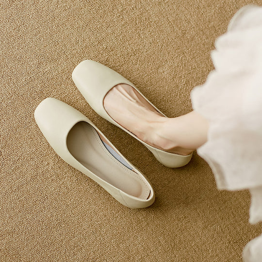 Damen elegante Ballerinas mit komfortablem Fußbett und hochwertiger Lederoberfläche EB
