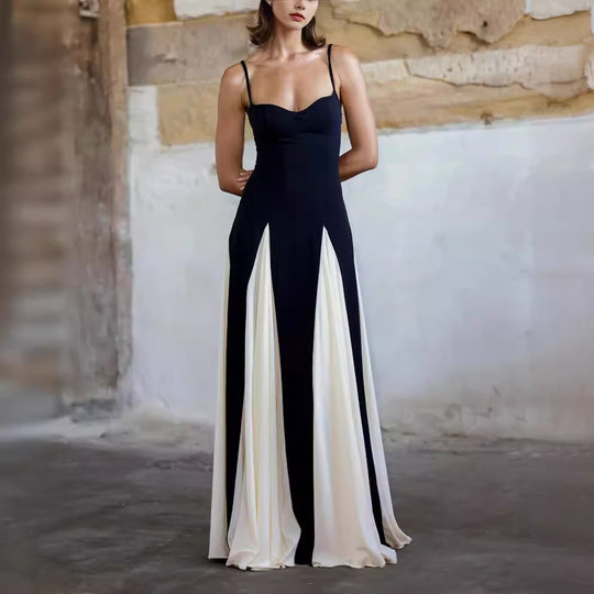 Damen Maxikleid mit doppellagigem Design und elegantem Schlitz EB
