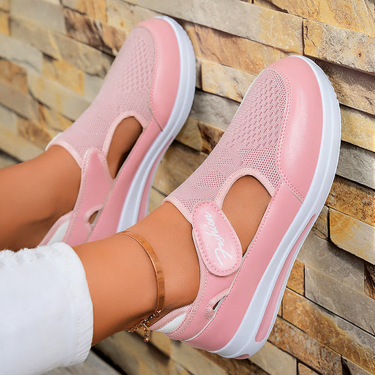 Damen Sportliche Slip-On Fitnessschuhe mit atmungsaktiver Mesh-Oberfläche EB