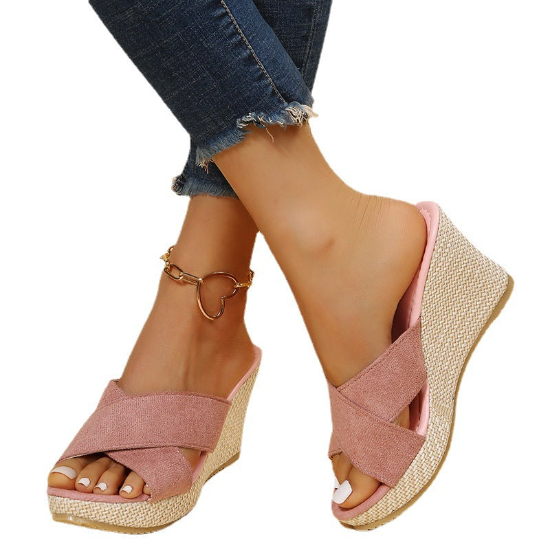 Damen Wedge-Sandalen mit elegantem Kreuzband und leichtem Fußbett EB