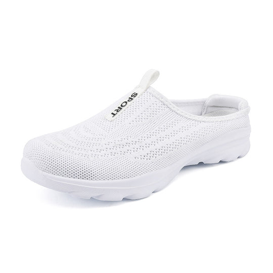 Damen nan gestrickter Mule-Sneaker mit offenem Fersenkragen, elastischem Einstieg und gepolsterter Laufsohle EB
