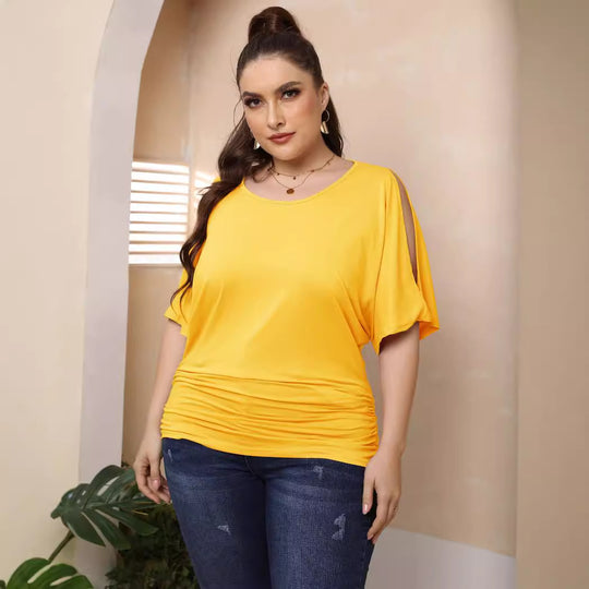 Damen legere Bluse mit Faltenwurf EB