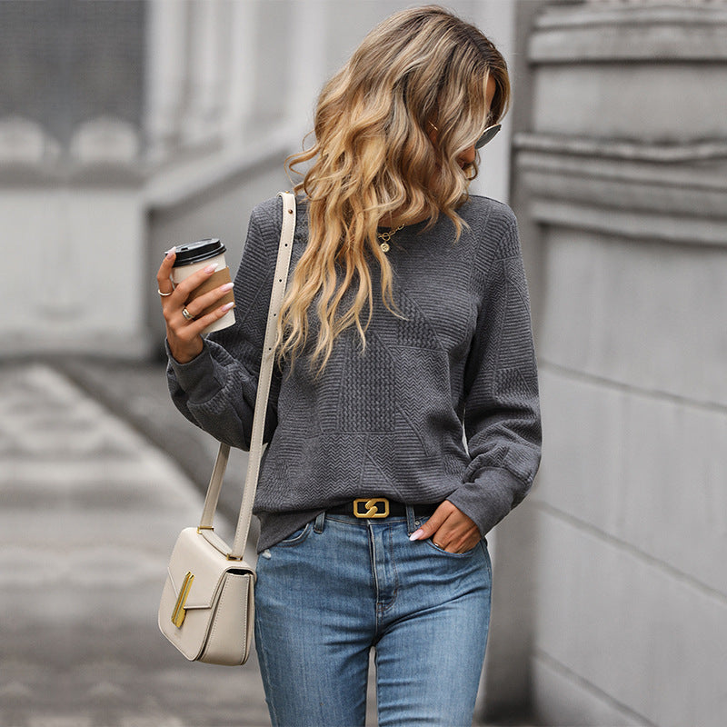 Damen modischer Sweatpullover mit strukturiertem Design und lässigem Schnitt EB