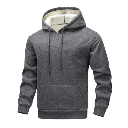 Herren Fleece-Kapuzenpullover mit Sherpa-Innenfutter und Kängurutasche EB