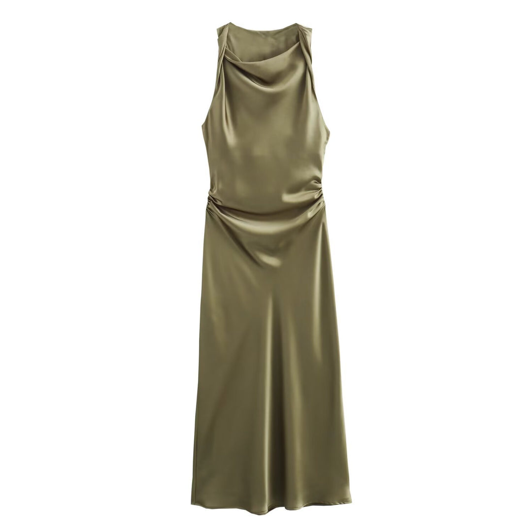 Damen elegantes Sommerkleid mit fließendem Schnitt und charmanten Rüschendetails EB