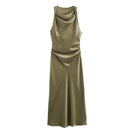 Damen elegantes Sommerkleid mit fließendem Schnitt und charmanten Rüschendetails EB