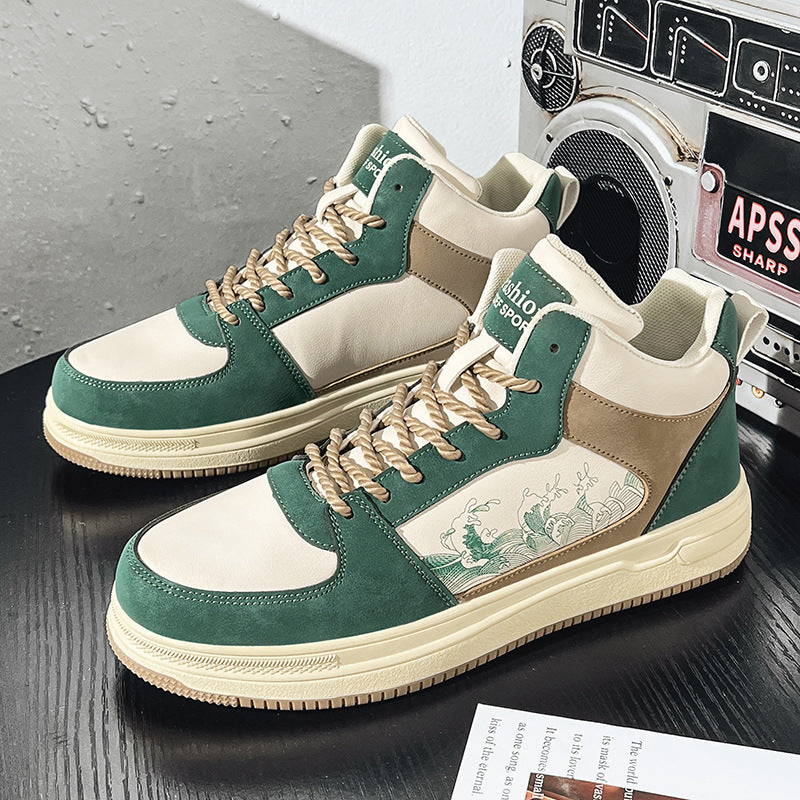 Damen sportive High-Top Sneakers mit floralem Design und rutschfester Sohle EB