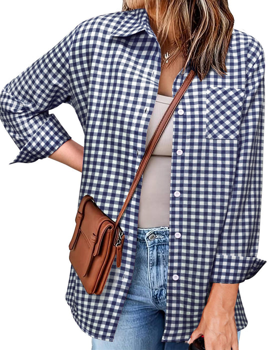 Damen Karo-Hemd mit lässigem Schnitt und Brusttasche EB