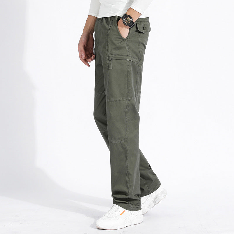 Damen lockere Cargo-Hose mit elastischem Bund, Mehrfachtaschen und Knieabnähern EB