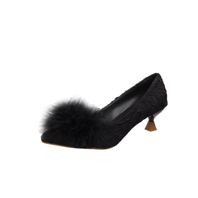Damen elegante Pumps mit dekorativem Flausche-Akzent EB