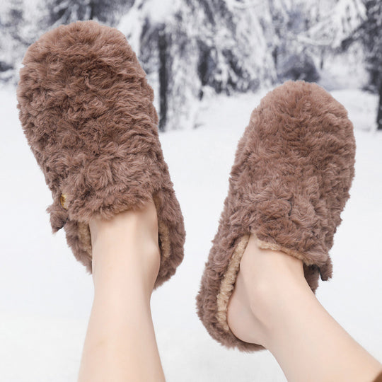 Damen Flauschige Hausschuhe mit modischem Design und warmem Futter EB