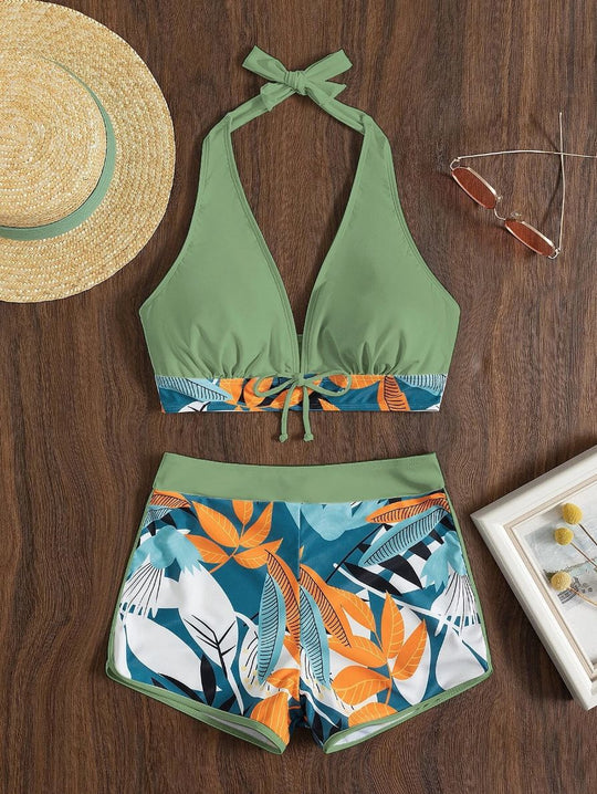 Damen Sportliches Bikini-Set mit verdecktem Bauch EB