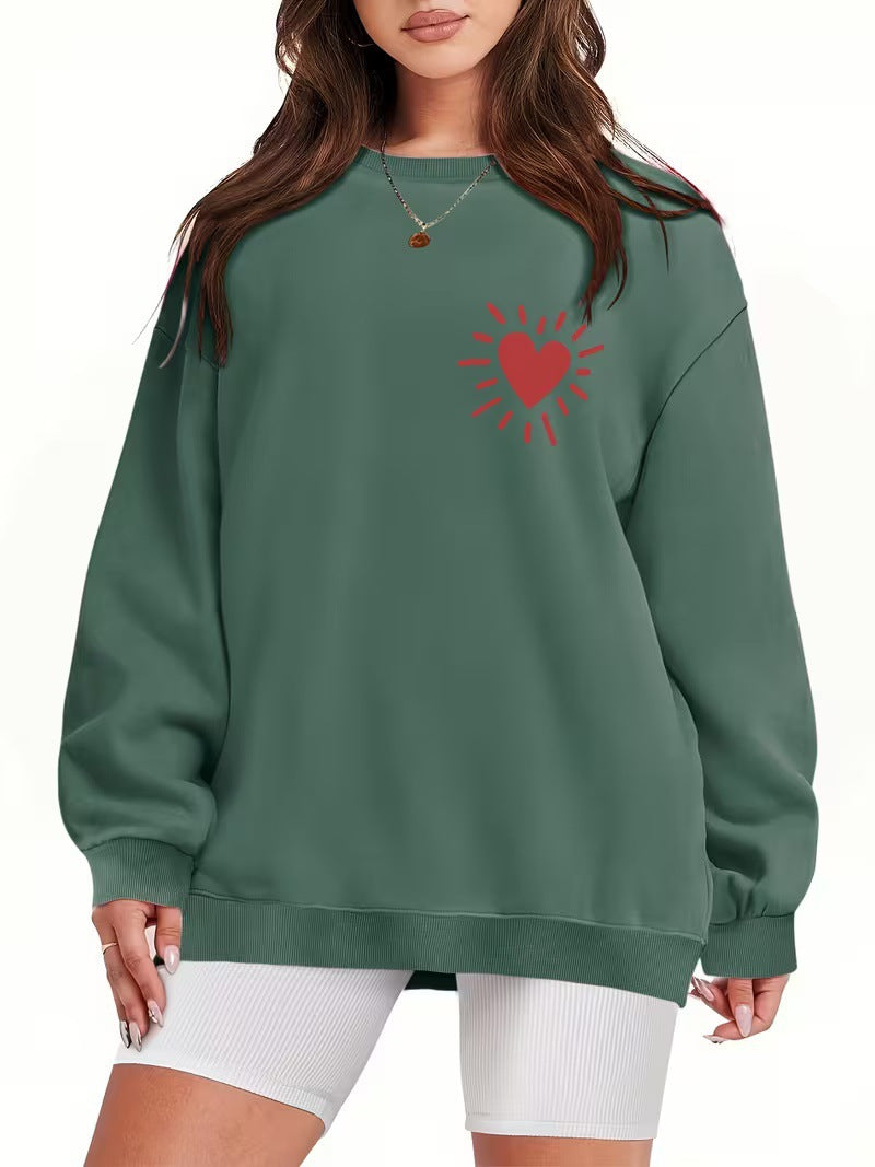 Damen Sweatshirt mit lässigem Herzmotiv und übergroßem Schnitt EB