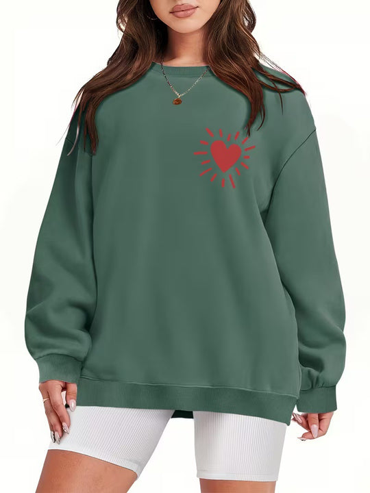Damen Sweatshirt mit lässigem Herzmotiv und übergroßem Schnitt EB