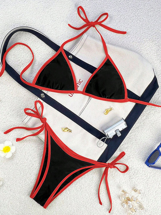 Damen Triangel-Bikini mit verspielten Schleifen EB