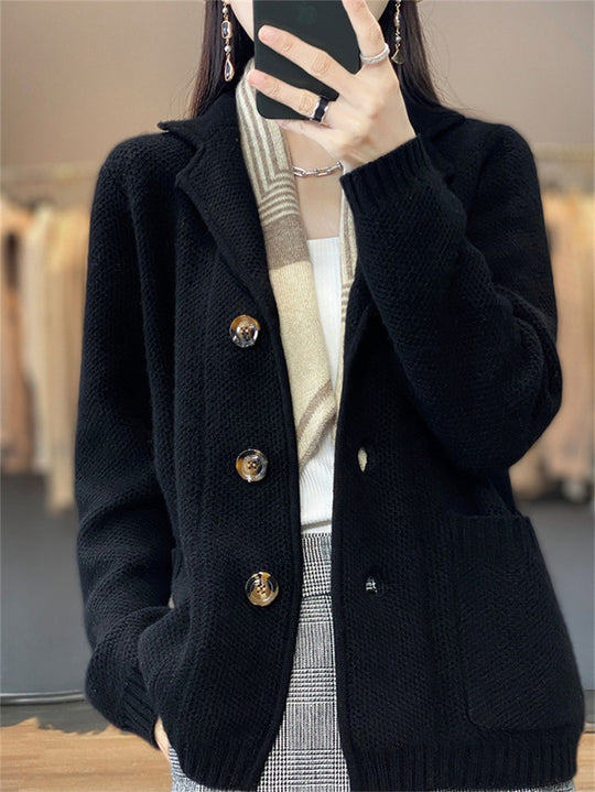 Damen Strickjacke mit oversized Schnitt und lässigem Kragen EB