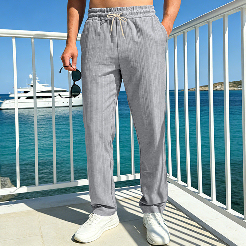 Herren Maritime Freizeit-Hose mit tonaler Rippstruktur, Kordelzug & Seitentaschen EB