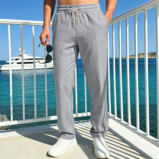 Herren Maritime Freizeit-Hose mit tonaler Rippstruktur, Kordelzug & Seitentaschen EB