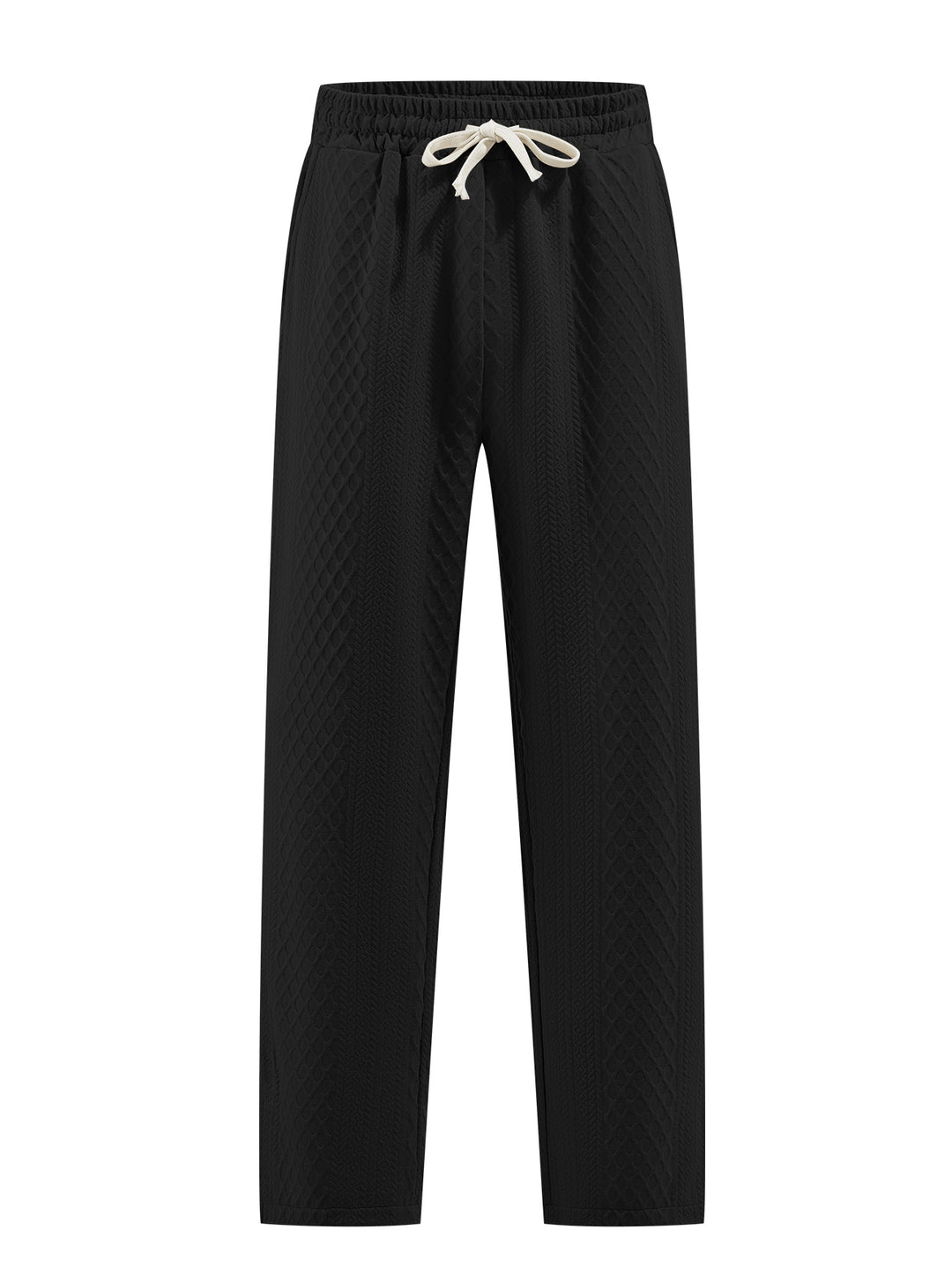 Damen nan komfortable strukturierte Loungehose mit elastischem Kordelbund und geradem Bein EB