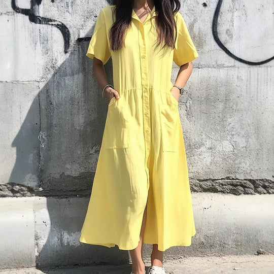 Damen Hemdkleid mit Knopfdetails und praktischen Taschen EB
