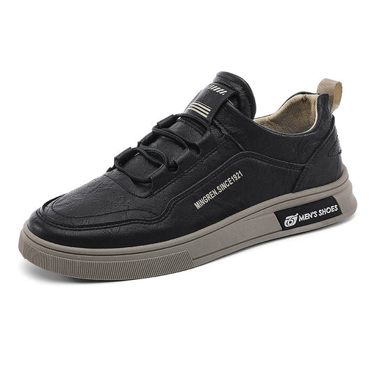 Herren elegante Low-Top Lederoptik City-Sneaker mit verstärkter Zehenkappe und gepolstertem Fersenkragen EB