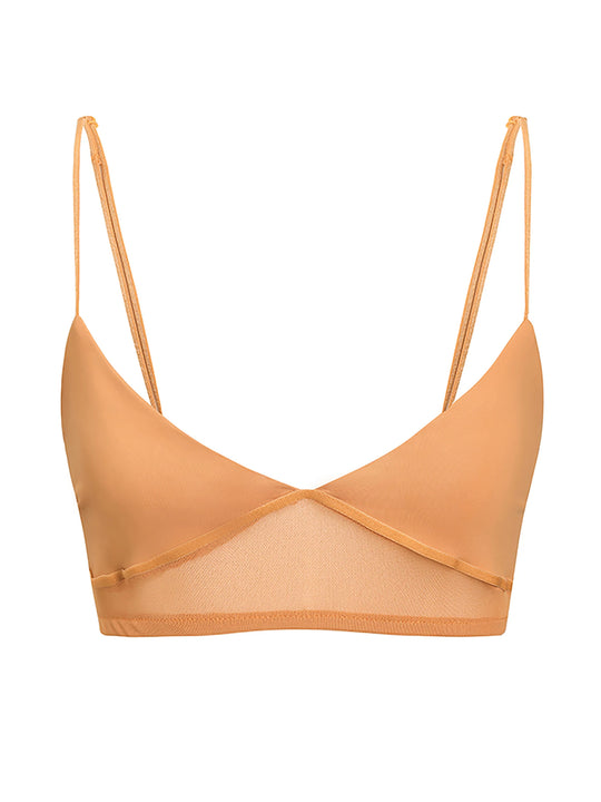 Damen nan bügelloser Soft-BH mit Mesh-Unterbrustband und verstellbaren Spaghettiträgern EB