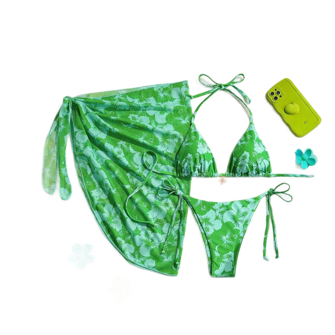 Damen Triangel-Bikini-Set mit verstellbaren Trägern und Wickeltuch EB