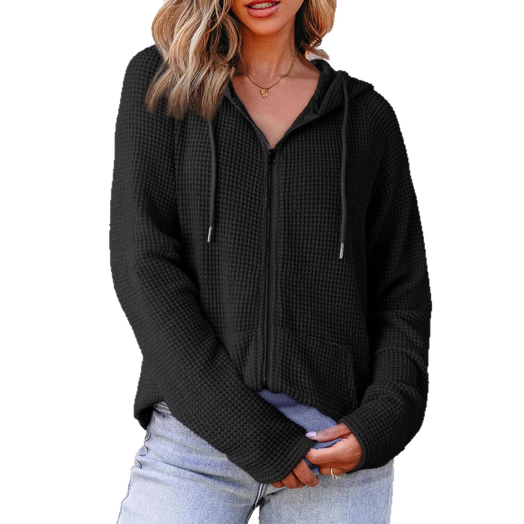 Damen Kapuzenjacke mit strukturierter Waffeloptik und praktischen Taschen EB