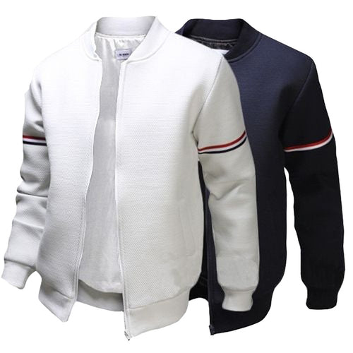 Herren sportliche Zip-Jacke mit strukturierter Oberfläche und Kontraststreifen EB