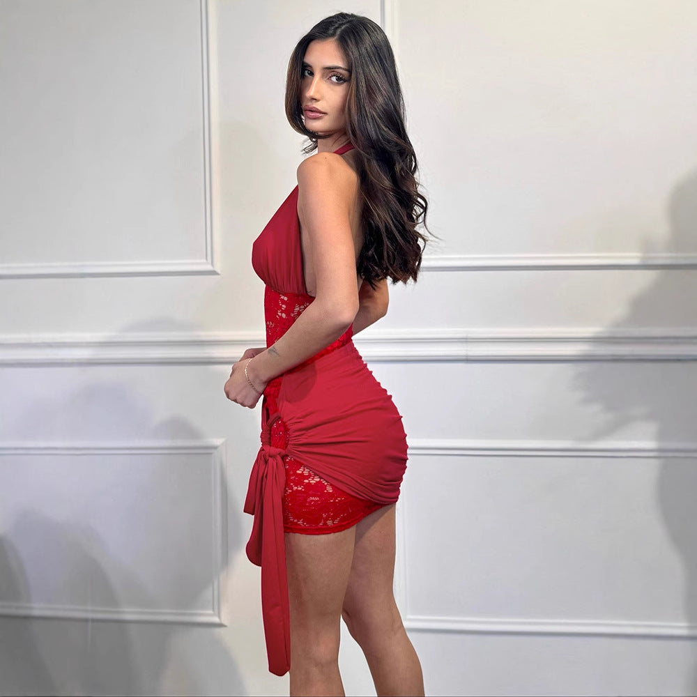 Damen Kurzkleid mit raffinierter Spitzenstruktur EB