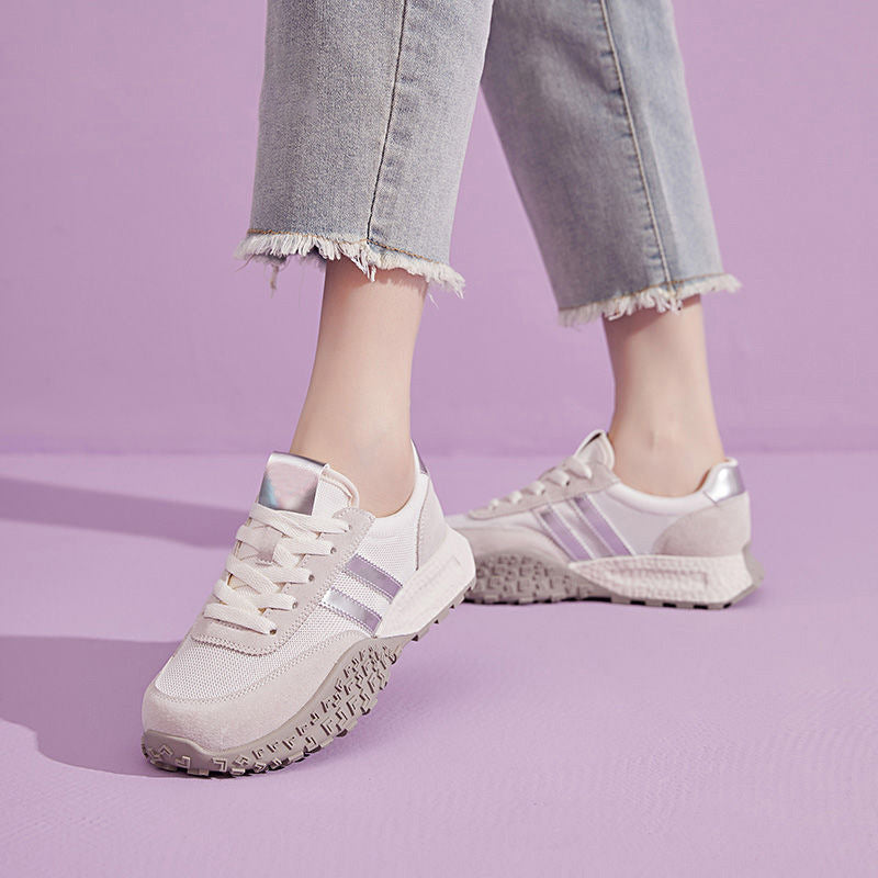 Damen Trendige Plateau-Sneaker mit atmungsaktivem Obermaterial und rutschfester Sohle EB