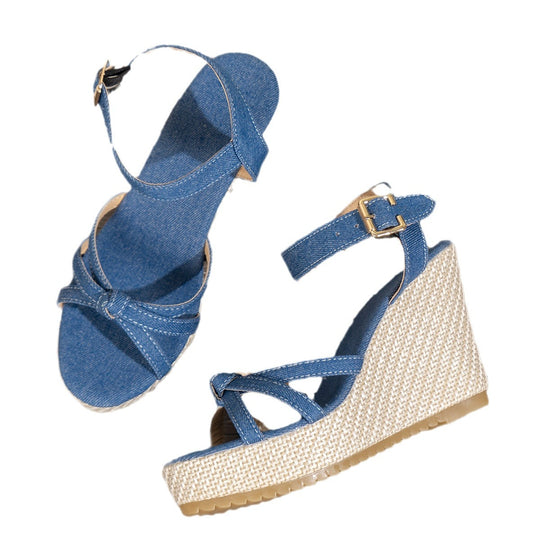 Damen Wedge-Sandalen mit verstellbarem Riemendesign und komfortabler Plattformsohle EB