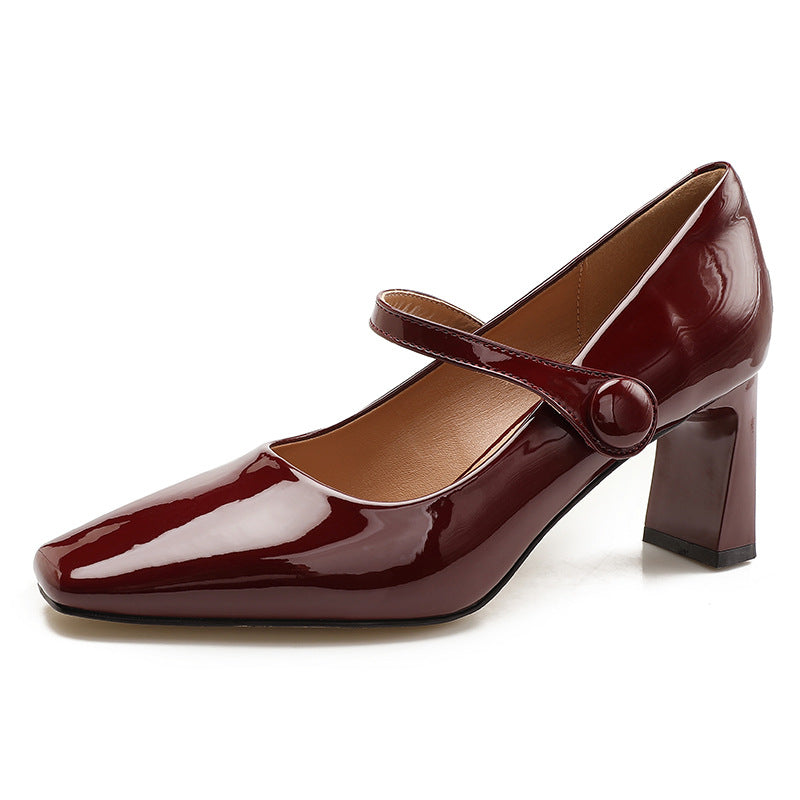 Damen elegante Pumps mit modischem Riemen und komfortablem Blockabsatz EB