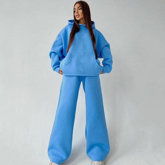 Damen lässiges Oversized Hoodie- und Wide Leg Hosen Set EB