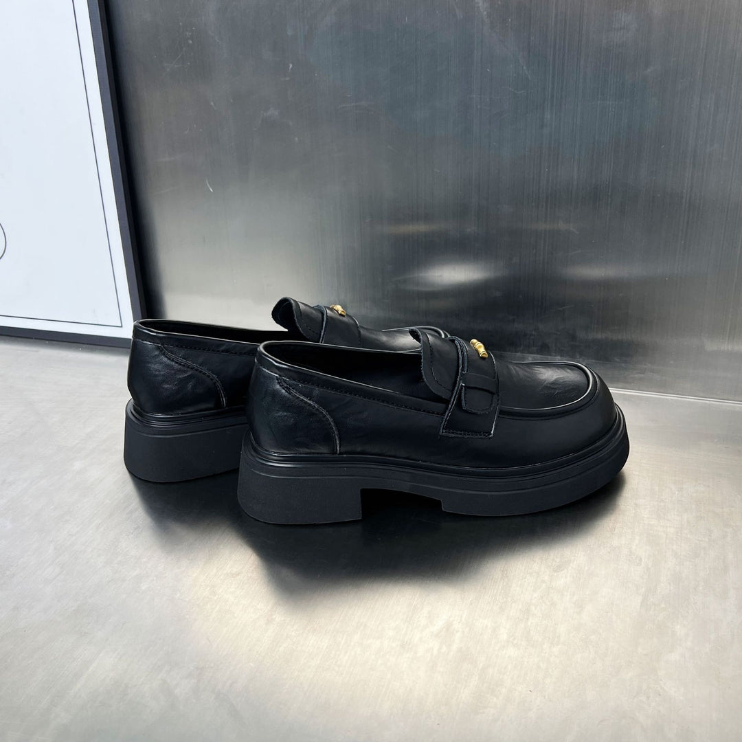 Damen Bequeme Loafers mit klobiger Sohle und eleganter Schnalle EB