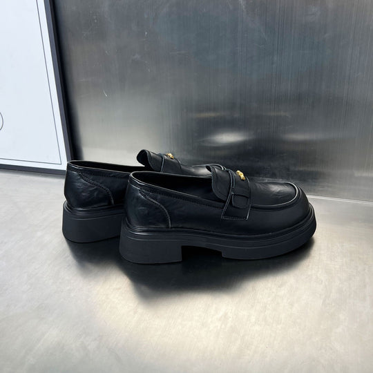 Damen Bequeme Loafers mit klobiger Sohle und eleganter Schnalle EB