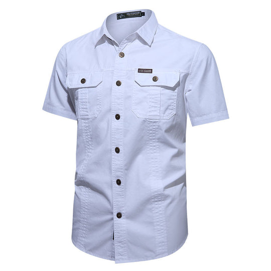 Men's  short-sleeve utility shirt with dual flap chest pockets and reinforced stitching EB