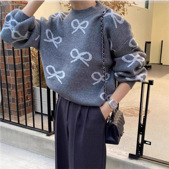 Damen Gemusterter Pullover mit lockerer Passform EB