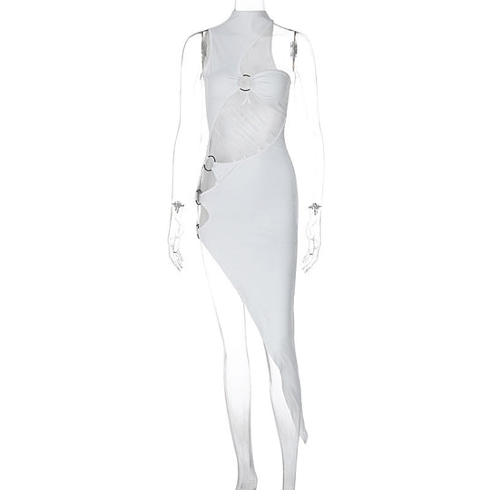Damen figurbetontes asymmetrisches Kleid mit raffinierten Cut-Outs und modischen Details EB