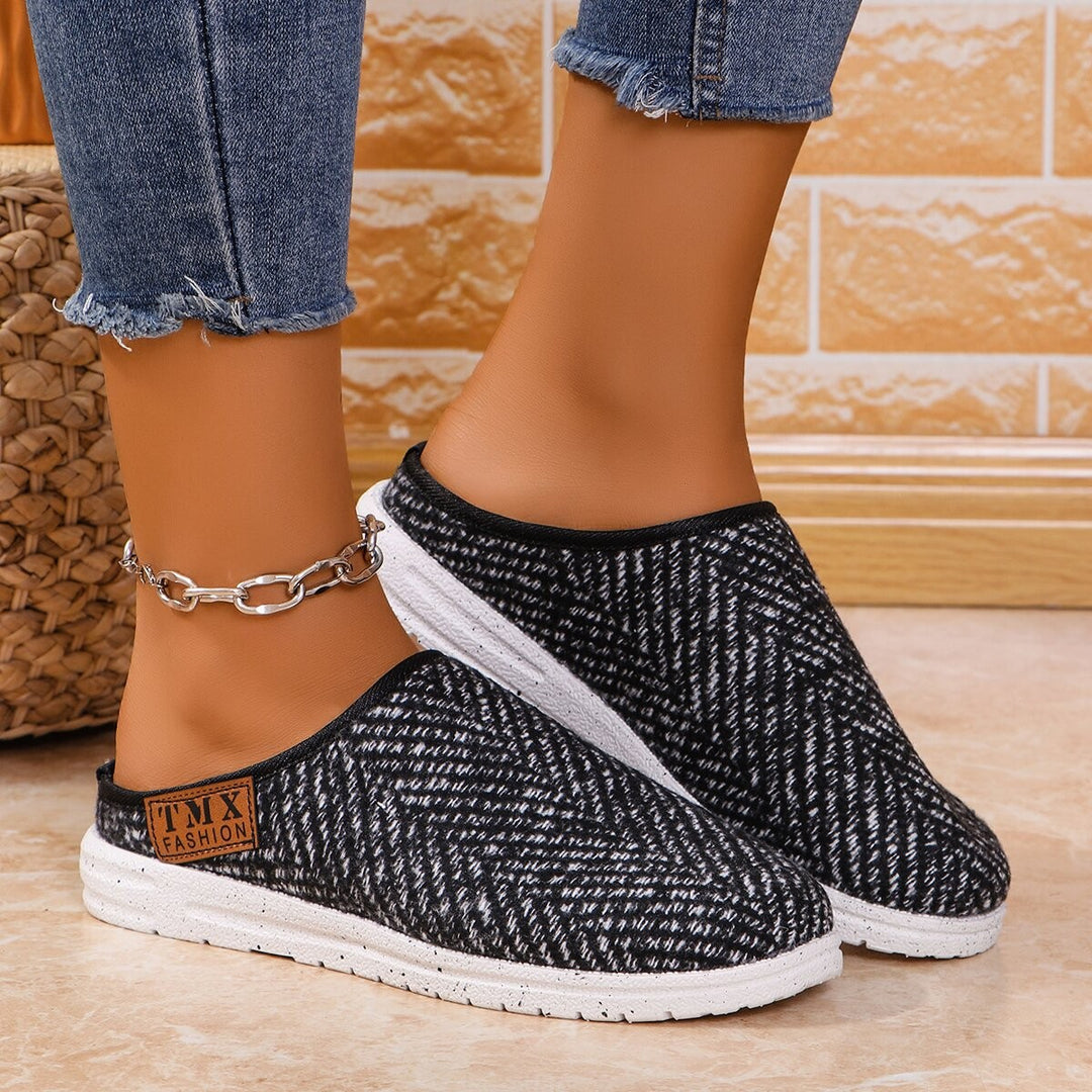 Damen Bequeme Hausschuhe mit Rutschfester Sohle und Herringbone-Muster EB